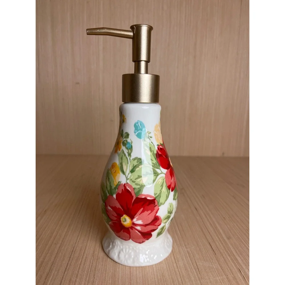 The Pioneer Woman Vintage Floral Earthenware Soap Dispenser Discontinued